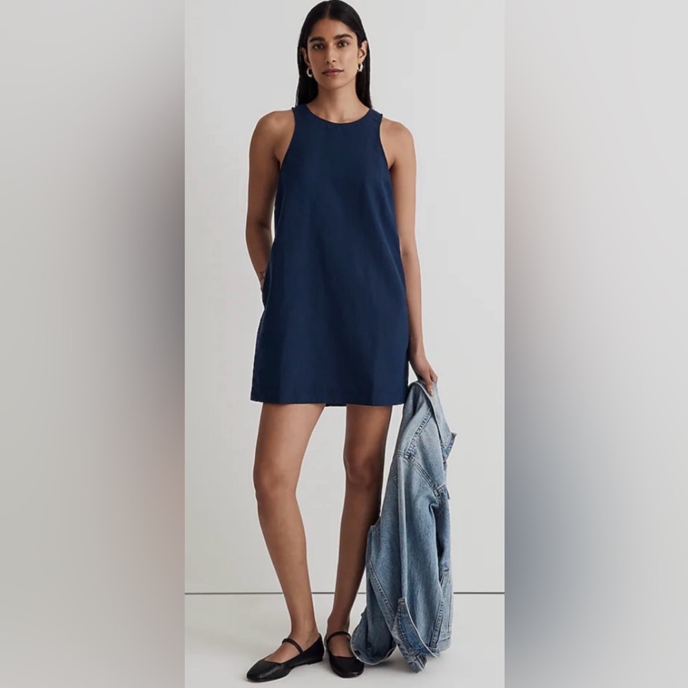 Madewell Cutaway Tank Mini Dress Blue XL